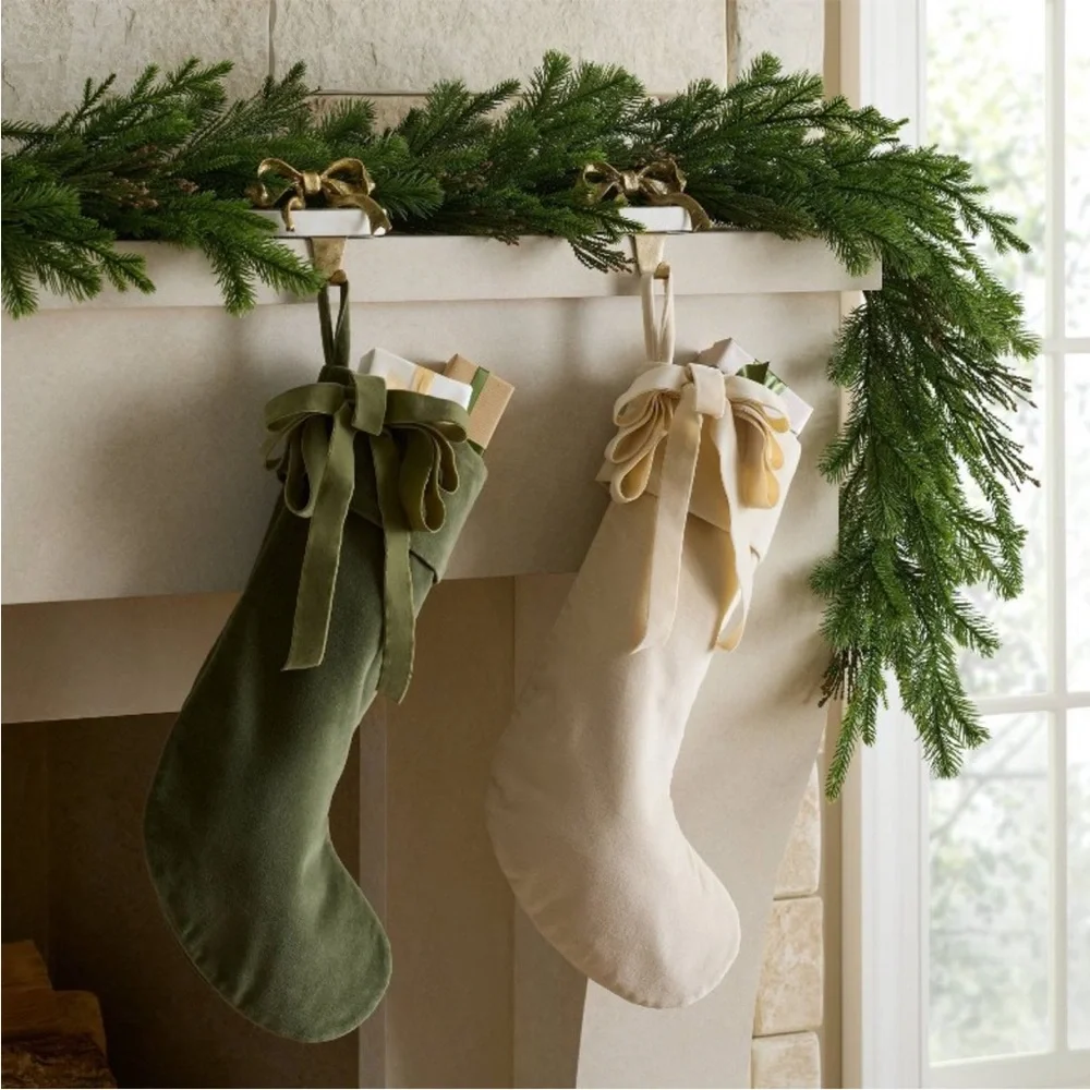 Green Velvet Bow Christmas Stocking -  Threshold™ designed with Studio McGee